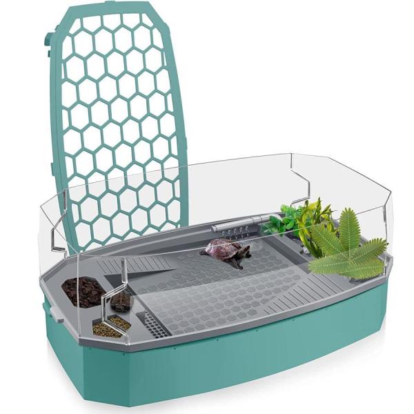 水族館のカメの脱出防止フェンスの生息地、カメのタンク、多層設計を採用、水切りバスケットを直接持ち上げ...