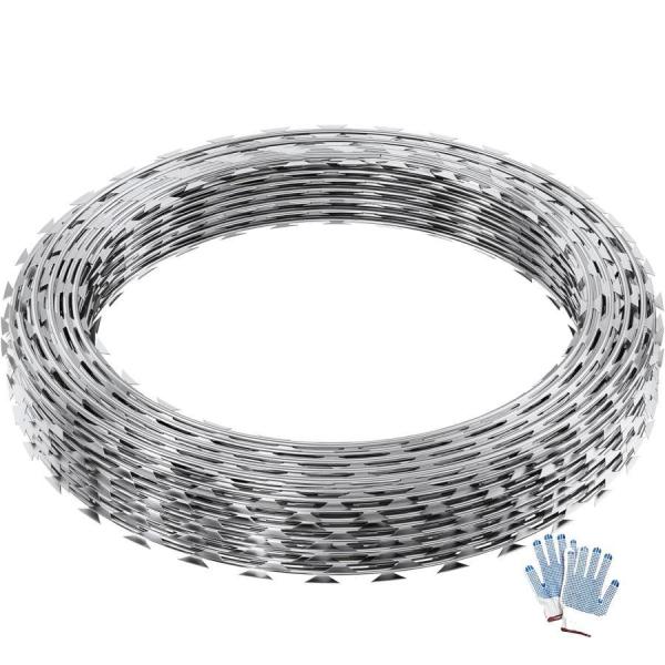 有刺鉄線カミソリ 亜鉛メッキ鋼線 獣よけ ワイヤーフェンシング 金網フェンス用レイザーワイヤー セキ...