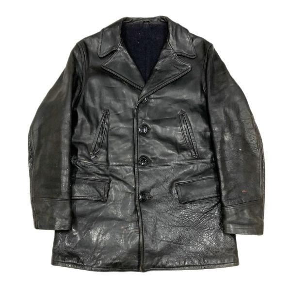 30&apos;s 40&apos;s VINTAGE / LEATHER CAR COAT ビンテージ シングル カー...