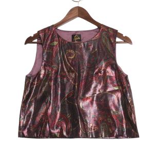 未使用品 Needles / C.C. Vest - PE/CU Lame Jq. / Paisley Printed ニードルズ ラメ入り ペイズリー柄 ベスト MR157 表記サイズ1｜safariyshop