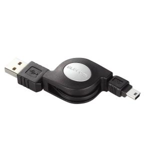エレコム 巻き取り式USBminiケーブル USB(A)オス-USB(miniB)オス 0.8m USB-RLM508B｜safe-and-secure
