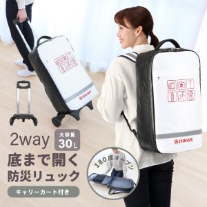 防災リュック EVERSAFE オシャレで凄い 防水 難燃ターポリン 全開型 キャリー付き