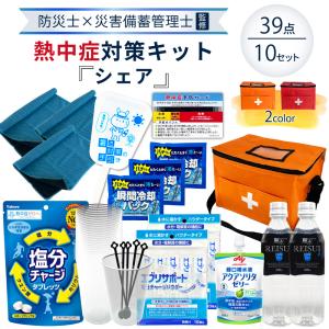 熱中症対策用品 熱中症対策キット シェア 39点 10セット 複数人向け 塩分補給パウダー 熱中症対策グッズ 暑さ対策 WBGT 工事現場 野外作業 アウトドア ATD010