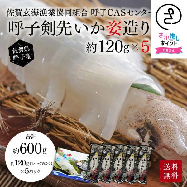 剣先イカ 約120ｇ×5P　佐賀 呼子 剣先 イカ刺し  姿造り 新鮮 CAS凍結 呼子直送 いか ...