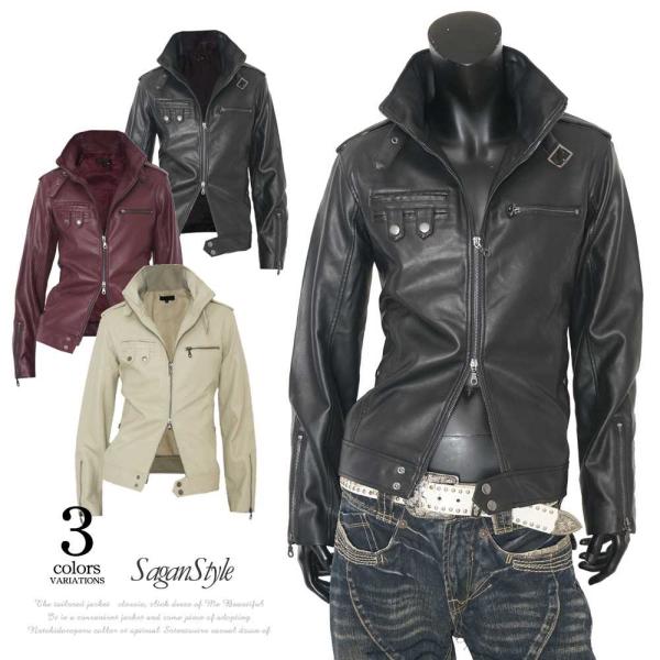 【送料無料】 ライダースジャケット メンズ シングルライダース PUレザー M L LL XL 3L