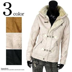 ムートンジャケット スエードジャケット 裏ボア フェイクムートン ダッフルジャケット ファー  メンズ ULKR 白