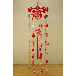 さげもん型つるし雛台付 (大) 49細工さげ二連毬つるし飾り