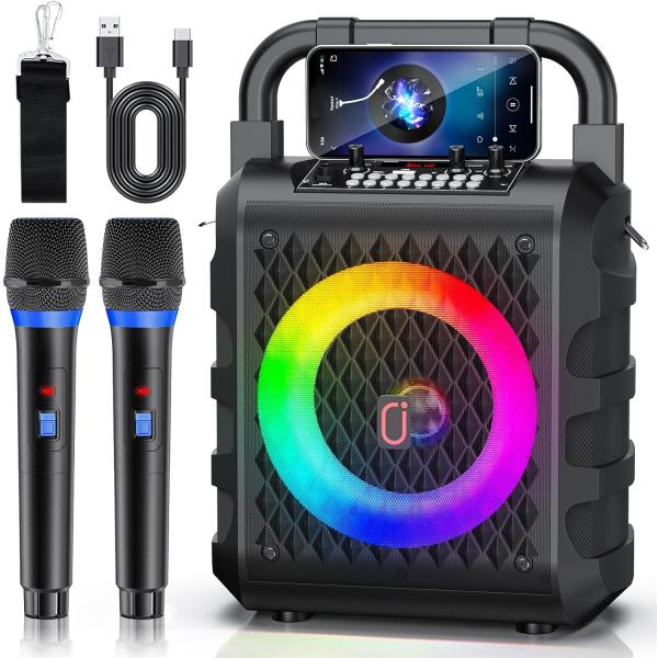 カラオケセット家庭用 スピーカーセット カラオケ マイク 2本 Bluetooth5.1 カラオケセ...