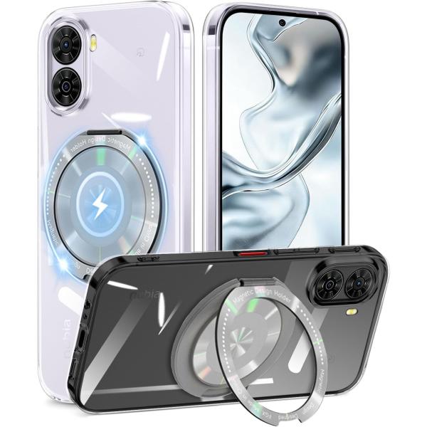 nubia S2 ケース クリア リング付き 360°回転スタンド nubia S2 A504ZT ...