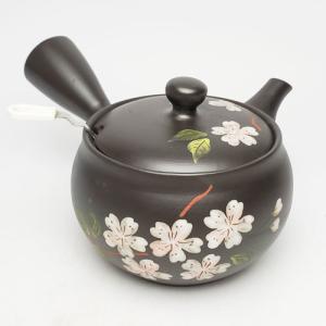 常滑焼 都築青峰作 茶注 黒泥急須 共箱 焼き締め 作家物 在銘 骨董品 常滑焼 都築青峰作 焼き締め 秋桜 急須 ささめ 270cc Y9| 送料無料