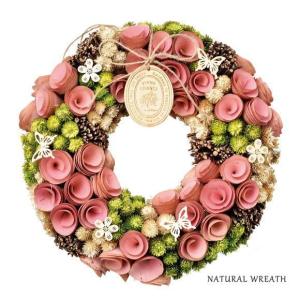 ナチュラルリース グリーンピンク 32cm   4328A 春リース おしゃれ 壁掛け インテリア雑貨