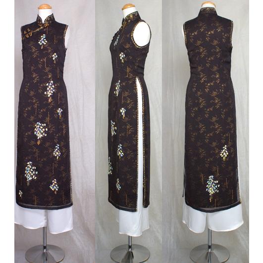 かわいくカッコよく!フェミニンに黒のノースリーブアオザイ!!　SIZE S