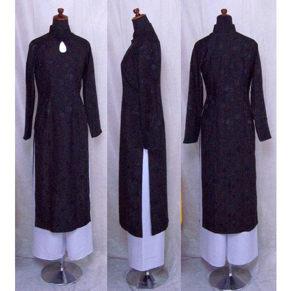 お手入れ簡単!!　華やぎブラック!!ティアドロップ・シンプルアオザイ!!　SIZE M