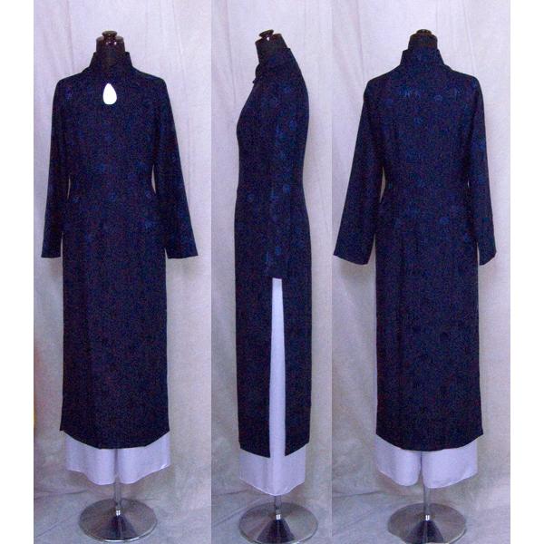 お手入れ簡単!!人気のネイビー!!ティアドロップシンプルアオザイ!!　SIZE M