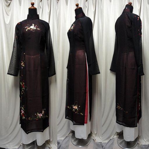 高級 手刺繍の二枚仕立てアオザイ!!　SIZE  M