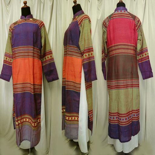 ターイ族手織り生地のアオザイ!!　SIZE XL