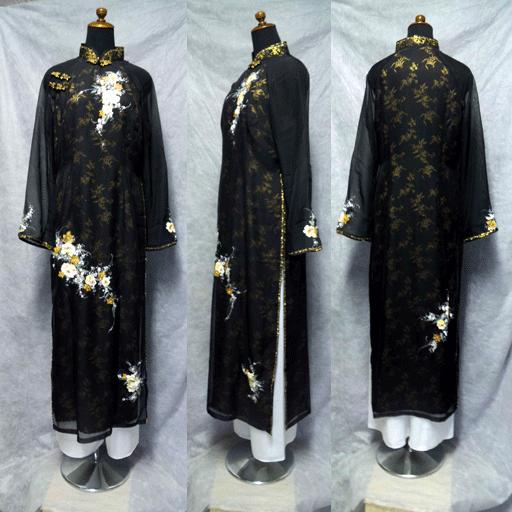 活躍するブラック!!　　極上二枚仕立てアオザイ!!　SIZE　XL