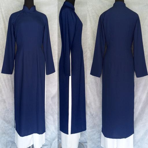 シンプルなシンプルな無地ネイビーアオザイ!!　SIZE ＸＬ