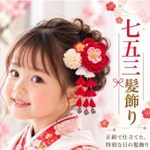 7歳七五三 髪飾り 勝山4点セット 赤×白 七五三髪飾り 髪飾りセット