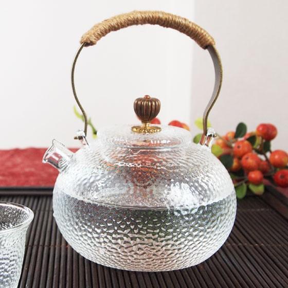 和風ガラスポット1個　耐熱ガラス ティーポット 透明 クリア 洋食器