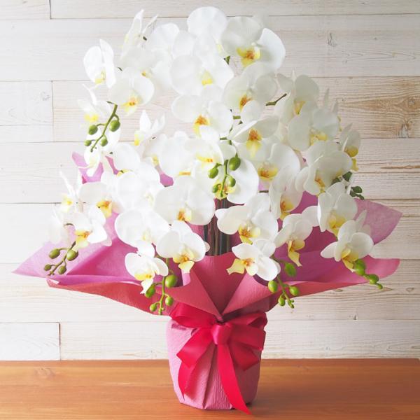 胡蝶蘭 光触媒加工 7本立ち 鉢植え 造花 1鉢 メッセージカード 開店祝い 開業祝いお祝い 祝い花...