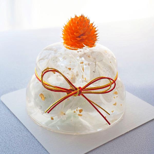 花鏡餅 かがみもち 紅白 クリスタルハーバリウム お正月飾り 新春 お鏡 和モダン インテリア お祝...