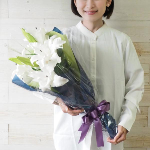 香るユリの花束 カサブランカ オリエンタルリリー 白ユリ 百合 ギフト プレゼント 誕生日 結婚祝い...