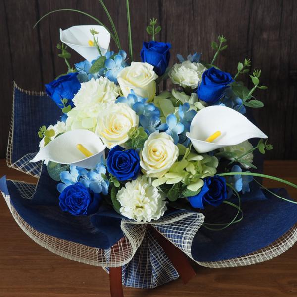 プリザーブドフラワー アレンジメント 選べる3色 ブルー レッド ピンク イエロー