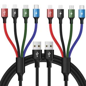 Multi Charging Cable 4A Minlu 4Ft 4 in 1 USB Fast Charger Cable with Dual I