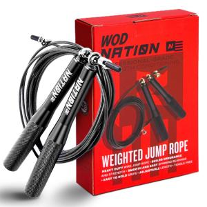 WOD Nation 加重縄跳び 男女兼用 1ポンド 調節可能 フィットネス用縄跳び フィットネス用縄跳び フィットネス用縄跳び クロスフィット縄跳び