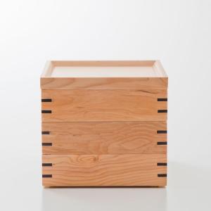 天然木製 三段重箱 スクエア 白木 小｜saikou2021