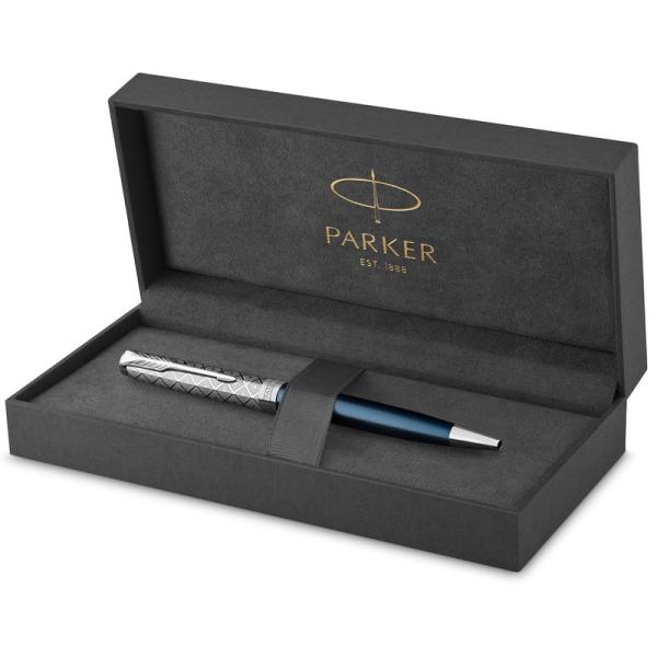 PARKER パーカー ボールペン ソネット プレミアム メタル&amp;ブルーCT 中字 油性 ギフトボッ...