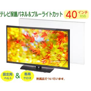 40インチ対応 テレビ液晶画面保護パネル 目に優しいブルーライトカット 固定ベルト付 40型 40型対応 テレビガード SAB-BLC-40