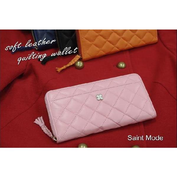 レディース/やわらかソフトキルティング・ソフト牛革　ラウンドファスナー長財布 得トク0706