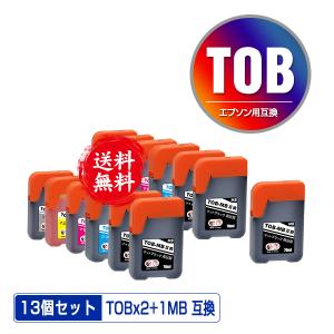 TOB-MB TOB-PB TOB-C TOB-M TOB-Y TOB-GY 6色セット×2 + TOB-MB お得な13個セット エプソン トビバコ 互換インクボトル インクカートリッジ 送料無料 (TOB)｜saitenchi