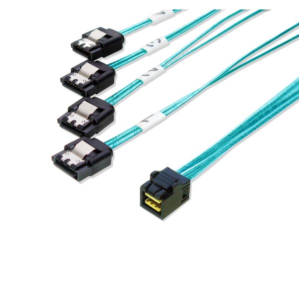 miniSAS HD → SATA ファンアウトケーブルラッチ付 50cm