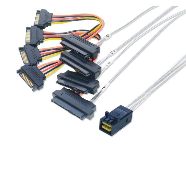 miniSAS HD → SAS/SATA ファンアウトケーブル SATA電源 50cm