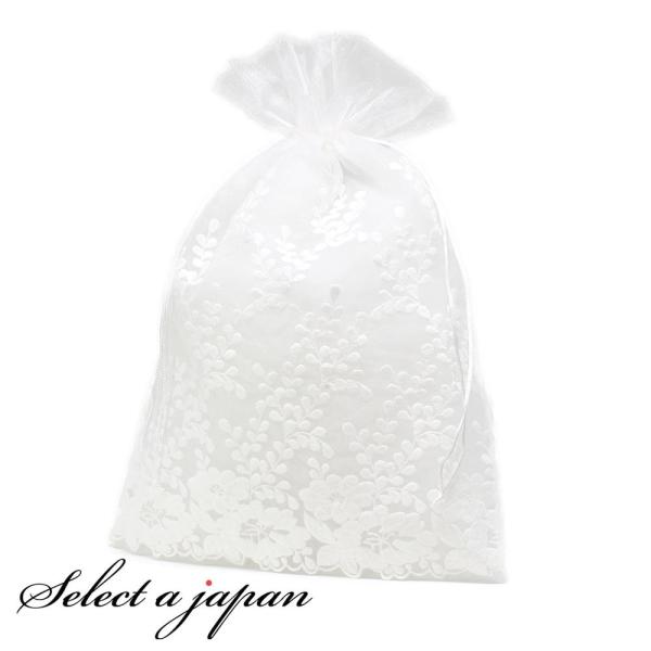 巾着袋 (22cm×35cm) オーガンジー フルフラワー ラッピング 包装 巾着ポーチ 小物入れ
