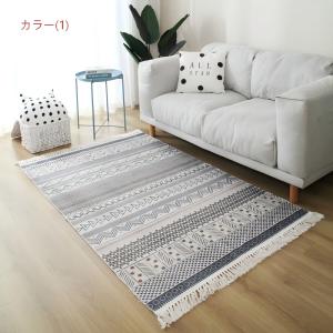 ラグ ネイティブ柄 綿麻 ハースラグ アジアン雑...の商品画像