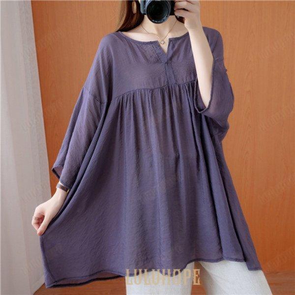 ブラウス レディース 半袖シャツ カジュアル ゆったり おしゃれ 無地 オフィス 40代 50代 5...