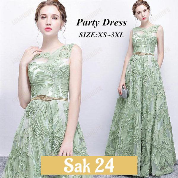 パーティードレス レディース ロング丈 ドレス  大きいサイズ  グリーン 結婚式  ウエディングド...