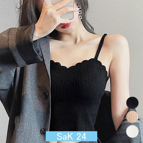 カップ付き キャミソール 韓国ブラトップ シンプルベアトップ ショート丈トップス へそ出しキャミ夏服