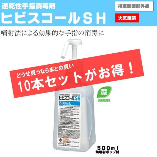 サラヤ 手指消毒剤 まとめ買い インフルエンザ対策なら ヒビスコールＳH ５００ｍｌ×１０本