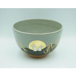 加藤永山　瑠璃釉　三ヶ月に兎　茶道具 茶道具 茶碗 茶碗 瑠璃釉 三日月に兎 加藤永山 化粧箱 : 新古茶道具