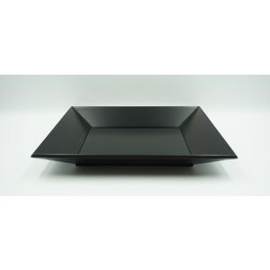 茶道具 菓子器 干菓子器 干菓子盆 四方盆 黒 青海波 吉田華正作