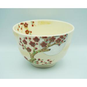 茶道具 茶碗 茶碗 仁清 紅白梅 伊坂清香 化粧箱 : 新古茶道具 さかい