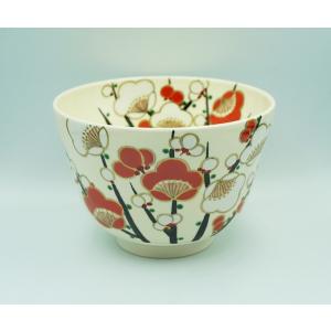茶道具 茶碗 茶碗 仁清 紅白梅 伊坂清香 化粧箱 : 新古茶道具 さかい