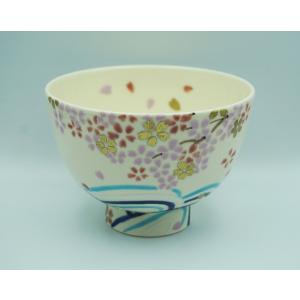 茶道具 茶碗 茶碗 色絵 紅白しだれ桜 東山深山 化粧箱 : 新古茶道具