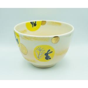 加藤永山　瑠璃釉　三ヶ月に兎　茶道具 茶道具 茶碗 茶碗 瑠璃釉 三日月に兎 加藤永山 化粧箱 : 新古茶道具