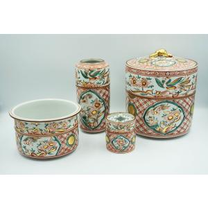 【茶道具】高野昭阿弥造　祥瑞写瓢形腰捻台子皆具（共箱）飾火箸付 茶道具 皆具 染付祥瑞 瓢形腰捻 水指蓋摘み松笠 高野昭阿弥作